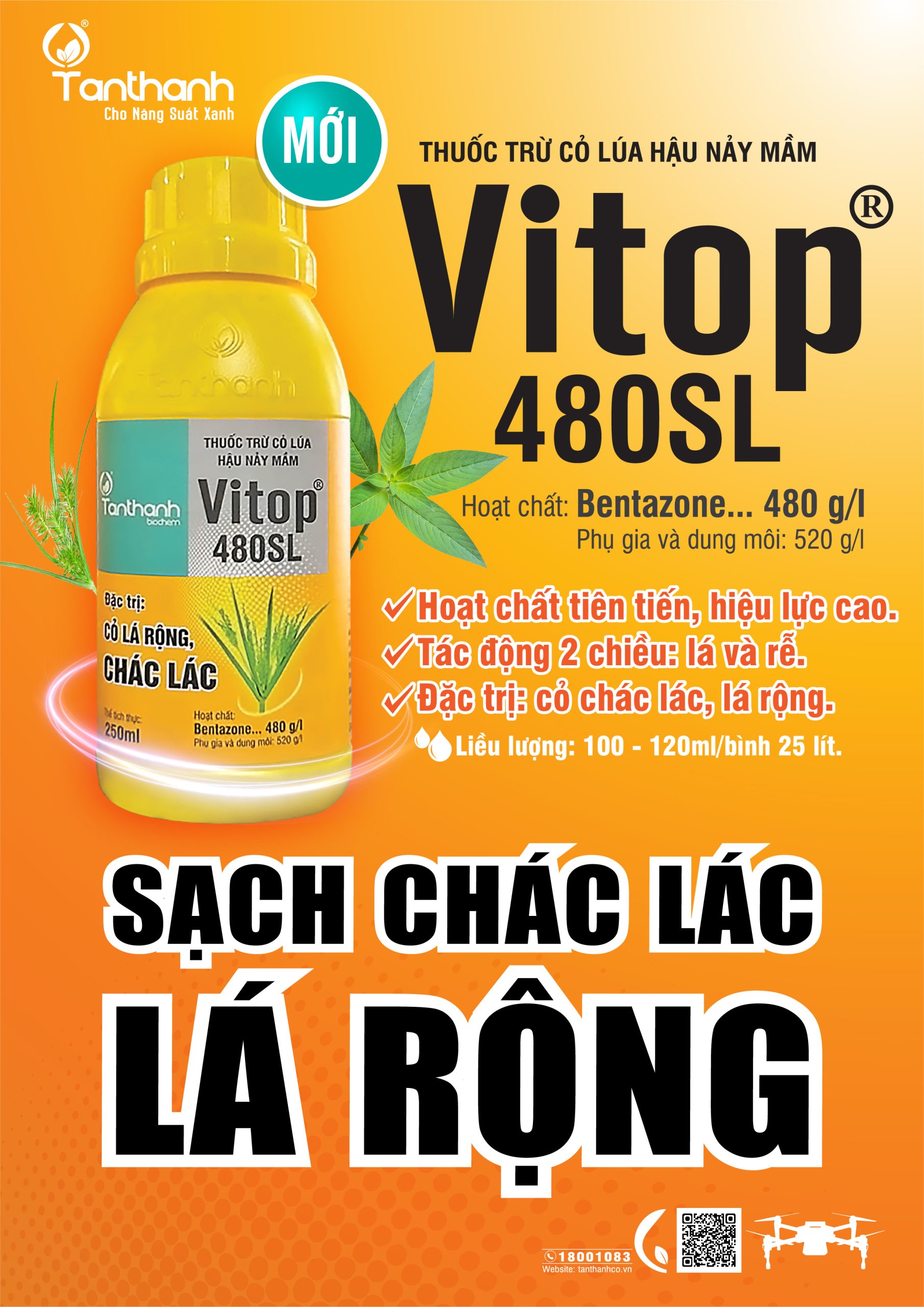 Thuốc trừ cỏ Vitop 480SL quản lý hiệu quả cỏ chác lác Thuốc trừ cỏ Vitop 480SL quản lý hiệu quả cỏ chác lác